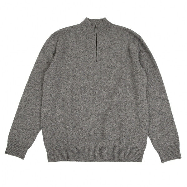 Papas Logo Embroidered Half-Zip Wool Knit Gray Size 48M