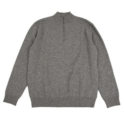 Papas Logo Embroidered Half-Zip Wool Knit Gray Size 48M