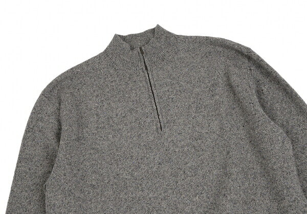 Papas Logo Embroidered Half-Zip Wool Knit Gray Size 48M
