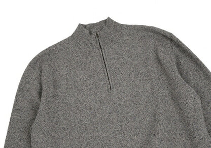 Papas Logo Embroidered Half-Zip Wool Knit Gray Size 48M
