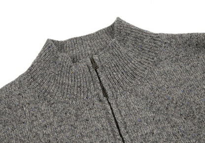Papas Logo Embroidered Half-Zip Wool Knit Gray Size 48M