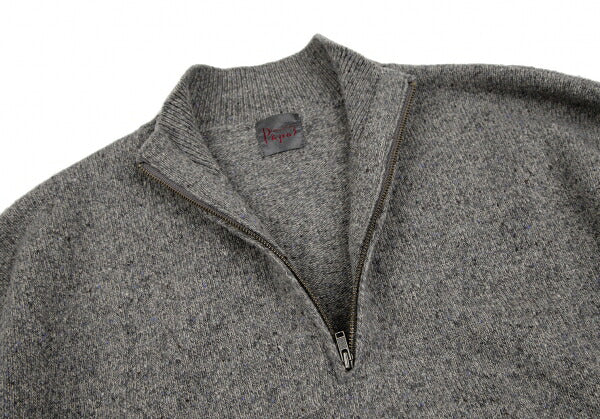 Papas Logo Embroidered Half-Zip Wool Knit Gray Size 48M