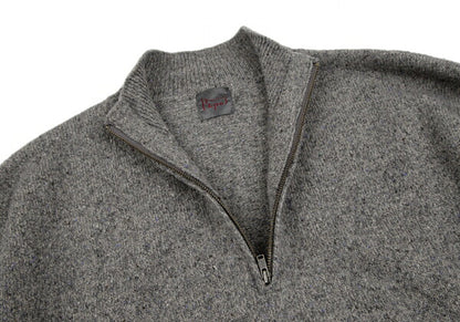 Papas Logo Embroidered Half-Zip Wool Knit Gray Size 48M