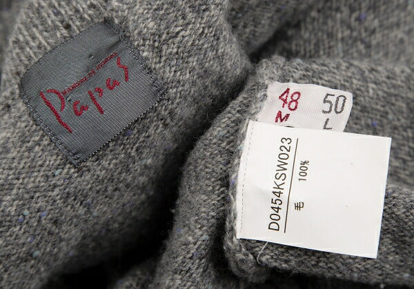 Papas Logo Embroidered Half-Zip Wool Knit Gray Size 48M