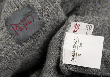Papas Logo Embroidered Half-Zip Wool Knit Gray Size 48M
