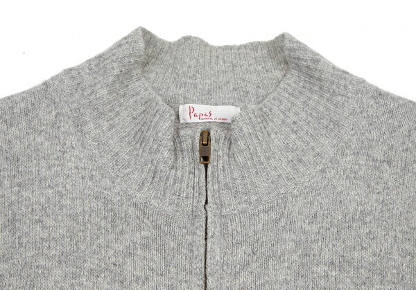 Papas Wool Angora Zip-Up Knit Gray Size M
