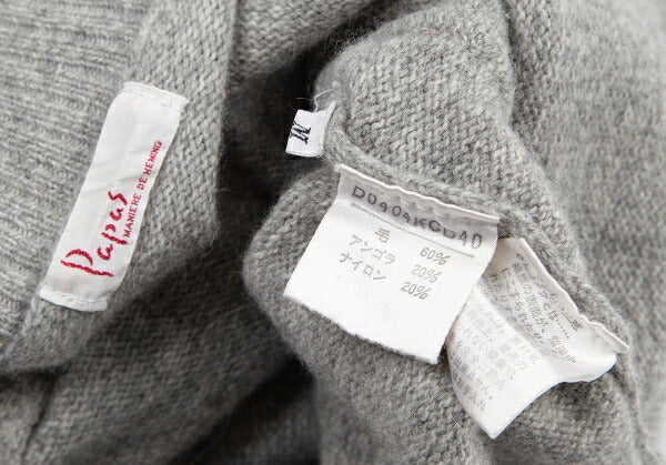 Papas Wool Angora Zip-Up Knit Gray Size M