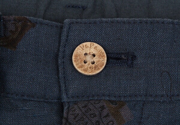 Papas Linen Watch Print Mesh Lined Shorts Navy Size 52LL