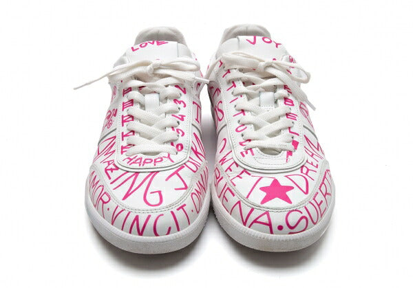 TOD'S Graffiti Print Leather Sneakers White Size 7 (25cm)