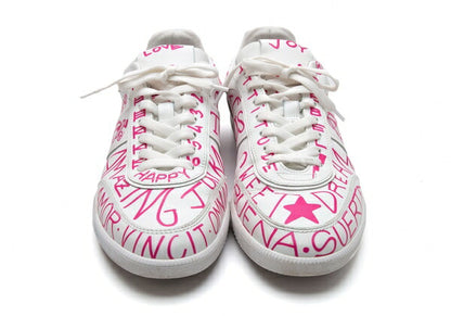 TOD'S Graffiti Print Leather Sneakers White Size 7 (25cm)