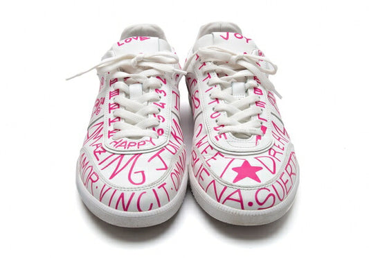 TOD'S Graffiti Print Leather Sneakers White Size 7 (25cm)