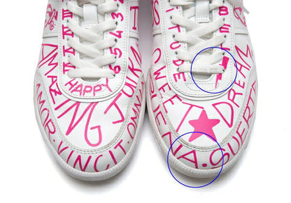TOD'S Graffiti Print Leather Sneakers White Size 7 (25cm)