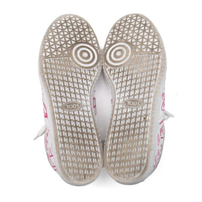TOD'S Graffiti Print Leather Sneakers White Size 7 (25cm)
