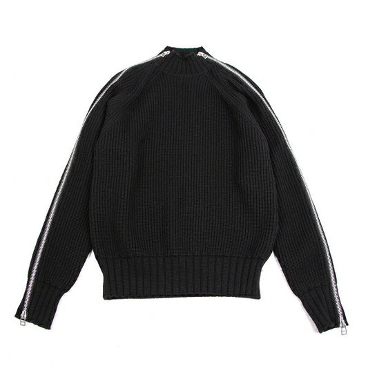 JOHN LAWRENCE SULLIVAN Shoulder Zip High Knit Black Size S