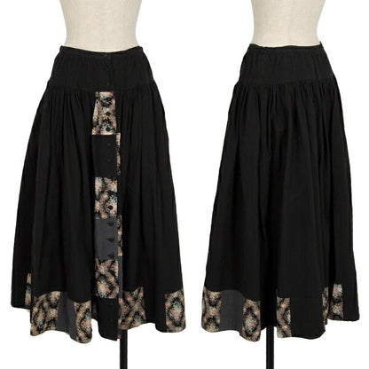 PINK HOUSE Black Flower Patchwork Front Button Skirt Size M