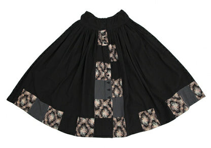 PINK HOUSE Black Flower Patchwork Front Button Skirt Size M
