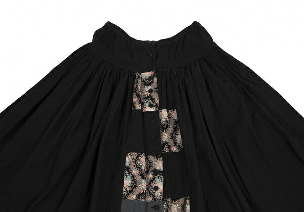 PINK HOUSE Black Flower Patchwork Front Button Skirt Size M