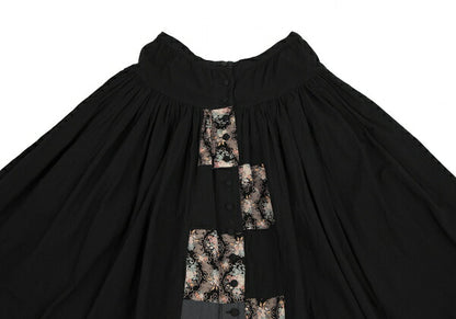 PINK HOUSE Black Flower Patchwork Front Button Skirt Size M
