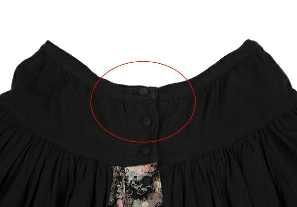 PINK HOUSE Black Flower Patchwork Front Button Skirt Size M