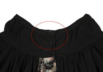 PINK HOUSE Black Flower Patchwork Front Button Skirt Size M