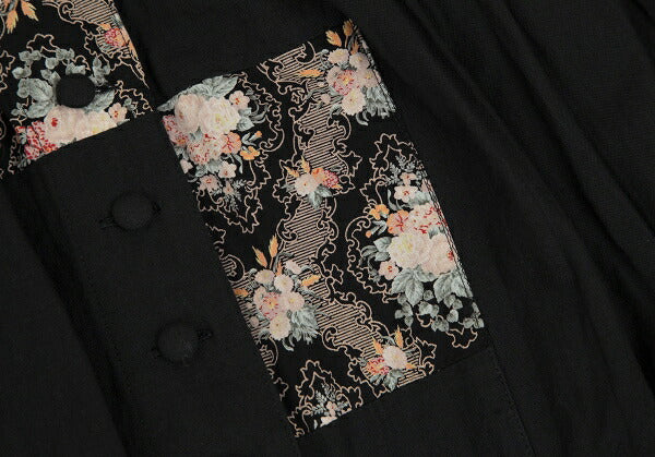 PINK HOUSE Black Flower Patchwork Front Button Skirt Size M