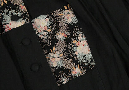 PINK HOUSE Black Flower Patchwork Front Button Skirt Size M