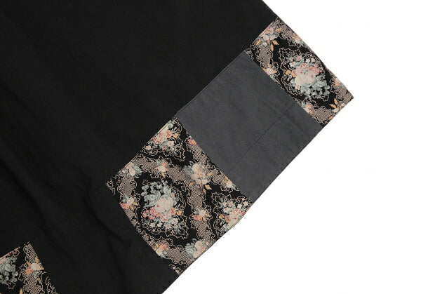 PINK HOUSE Black Flower Patchwork Front Button Skirt Size M