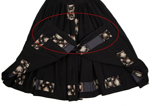 PINK HOUSE Black Flower Patchwork Front Button Skirt Size M