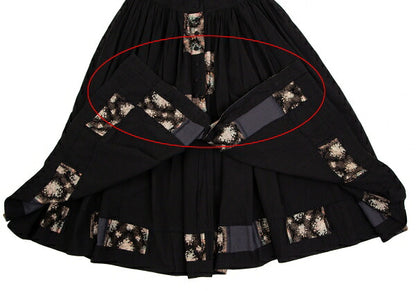 PINK HOUSE Black Flower Patchwork Front Button Skirt Size M