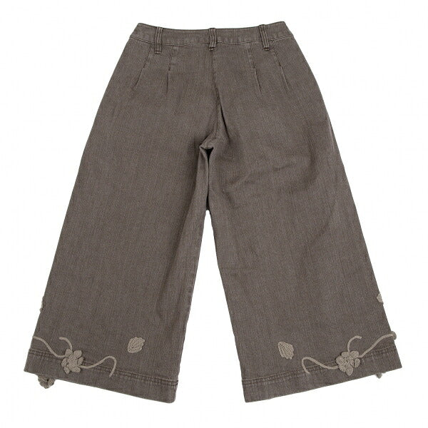 PINK HOUSE Brown Flower Lace Cropped Wide Jeans Size S