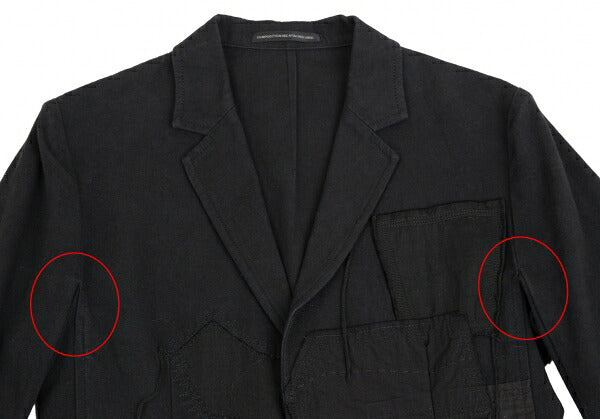 Y's Cotton Linen Front Patchwork Jacket Black Size 3