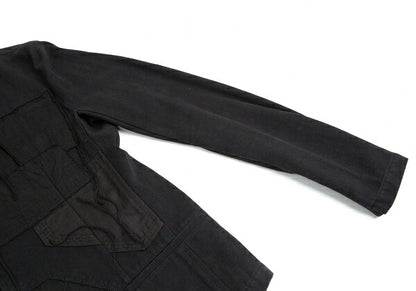 Y's Cotton Linen Front Patchwork Jacket Black Size 3