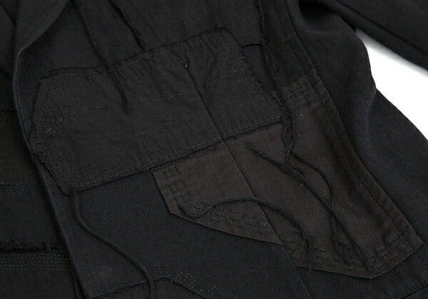 Y's Cotton Linen Front Patchwork Jacket Black Size 3