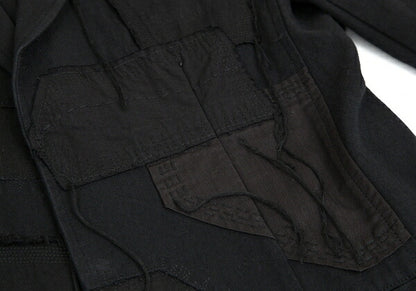 Y's Cotton Linen Front Patchwork Jacket Black Size 3