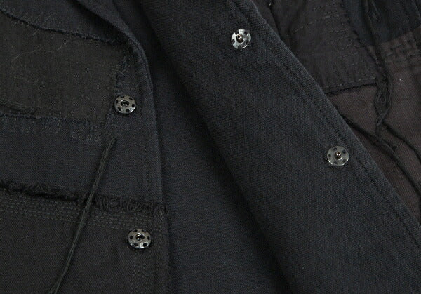 Y's Cotton Linen Front Patchwork Jacket Black Size 3