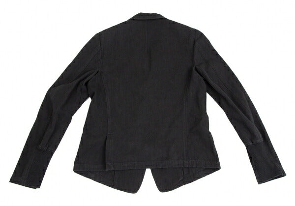 Y's Cotton Linen Front Patchwork Jacket Black Size 3