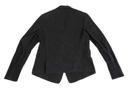 Y's Cotton Linen Front Patchwork Jacket Black Size 3