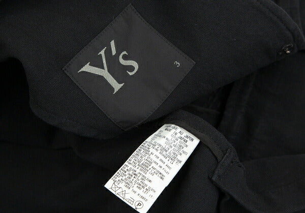 Y's Cotton Linen Front Patchwork Jacket Black Size 3