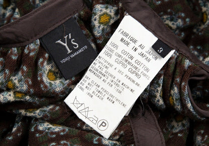 Y's Flower Print Mesh Skirt Brown Size 3