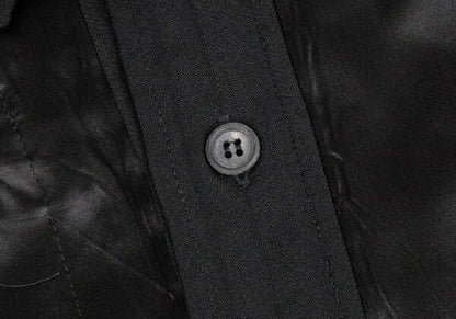 Y's for men Wool Shadow Stripe Satin Yoke Shirt Black Size M