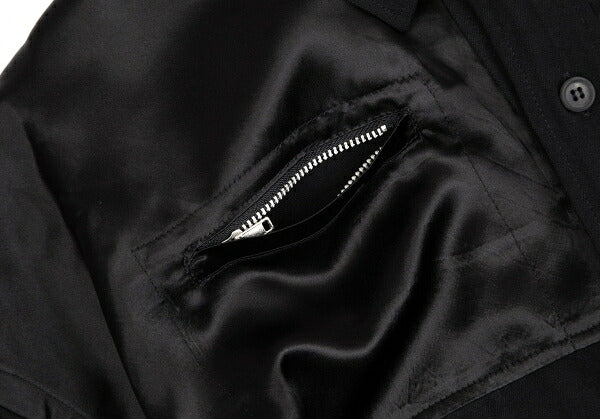 Y's for men Wool Shadow Stripe Satin Yoke Shirt Black Size M