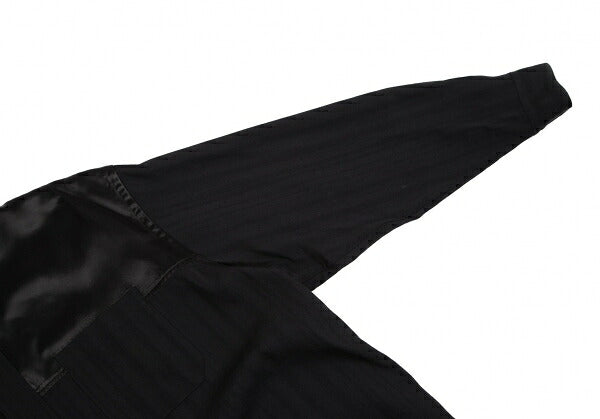 Y's for men Wool Shadow Stripe Satin Yoke Shirt Black Size M
