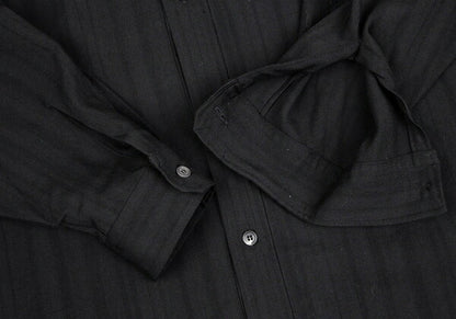 Y's for men Wool Shadow Stripe Satin Yoke Shirt Black Size M