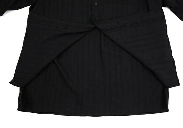 Y's for men Wool Shadow Stripe Satin Yoke Shirt Black Size M