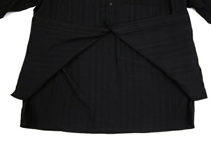 Y's for men Wool Shadow Stripe Satin Yoke Shirt Black Size M