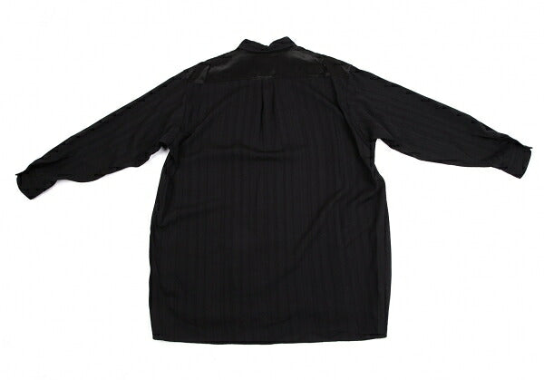 Y's for men Wool Shadow Stripe Satin Yoke Shirt Black Size M