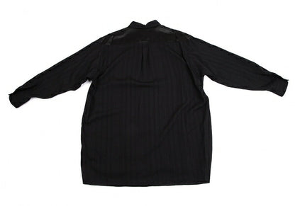 Y's for men Wool Shadow Stripe Satin Yoke Shirt Black Size M
