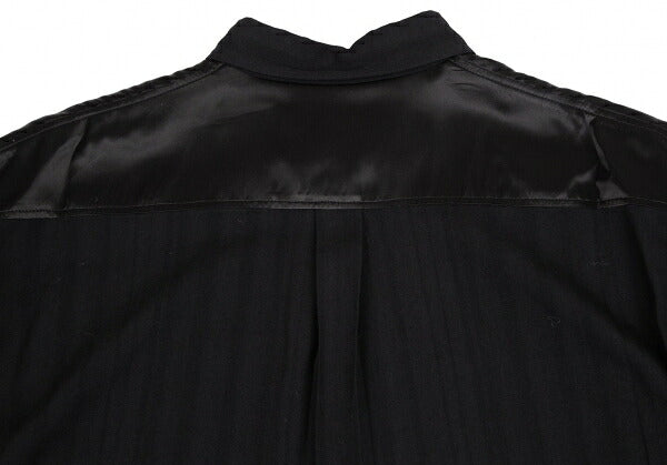 Y's for men Wool Shadow Stripe Satin Yoke Shirt Black Size M