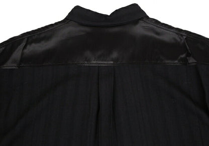 Y's for men Wool Shadow Stripe Satin Yoke Shirt Black Size M