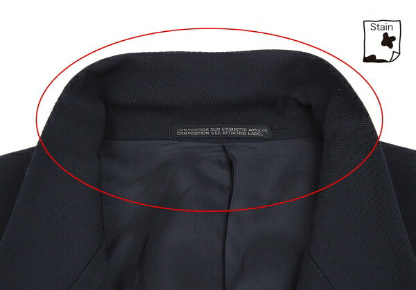 Yohji Yamamoto POUR HOMME Wool Gabardine Jacket Navy Size S